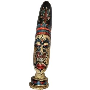 Abesia Wood Ethnic Stand-alone Mask